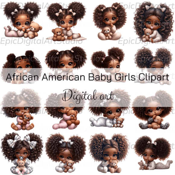 Adorable African American Baby Clipart for Creative Projects