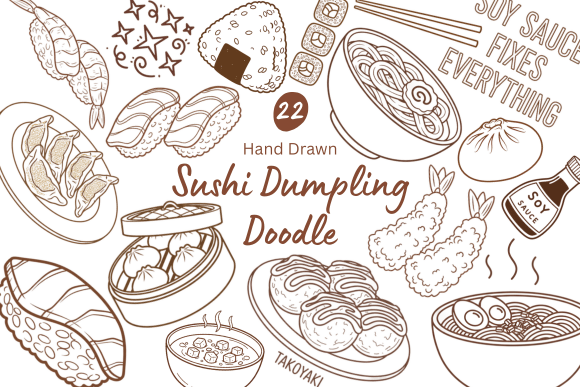 Bring Whimsy to Your Brand with Sushi and Dumpling Doodles