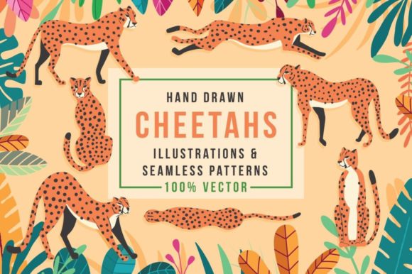 Cheetahs - Illustrations & Patterns: A Complete Vector Toolkit