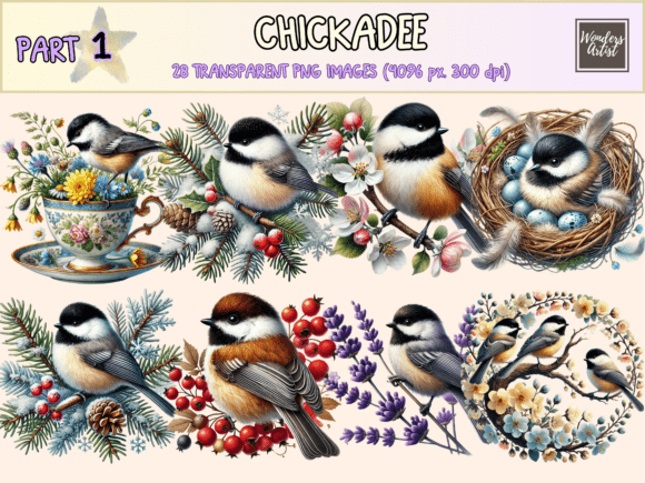 Chickadee P1 Clipart: Nature's Whimsy for Modern Designs