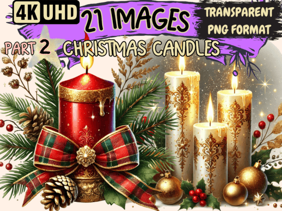 Christmas Candles Clipart P2: Infuse Designs with Holiday Glow