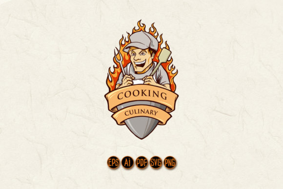 Cooking Man Chef Smile Illustrations SVG: A Friendly Face for Your Brand