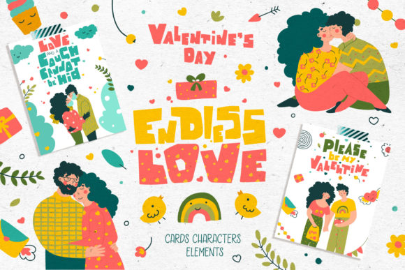 Endless Love - Romantic Illustrations: Your All-in-One Valentine's Design Kit