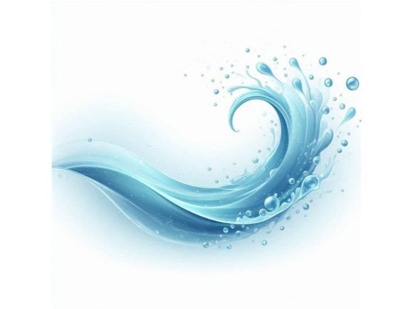 Exploring the Flow of A Soft, Smooth Blue Water Splash Curving