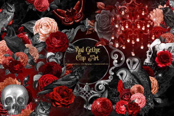 Red Gothic Clipart: Dark Elegance for Your Creative Projects