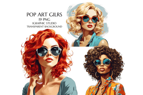 Retro Comic Style Pop Art Girls Clipart: A Design Asset for Bold Visuals