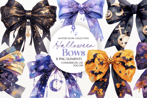 Spooky Meets Sweet: Designing with Halloween Coquette Bows Clipart II
