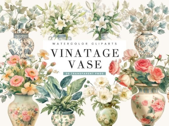 Timeless Elegance: The 30 Vintage Vase Clipart Bundle